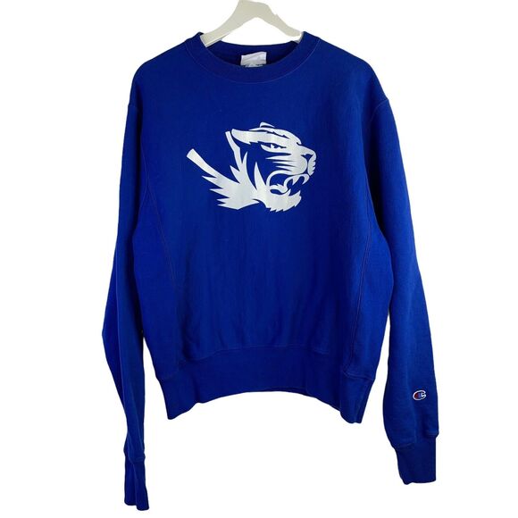 Champion Size M Crew Neck Sweatshirt Reverse Weave Royal Blue Oversized Pullover - Picture 1 of 9